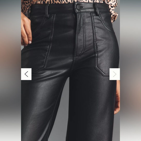 Pilcro Black Leather-Look Wide Leg Flare Pants - Picture 4 of 4